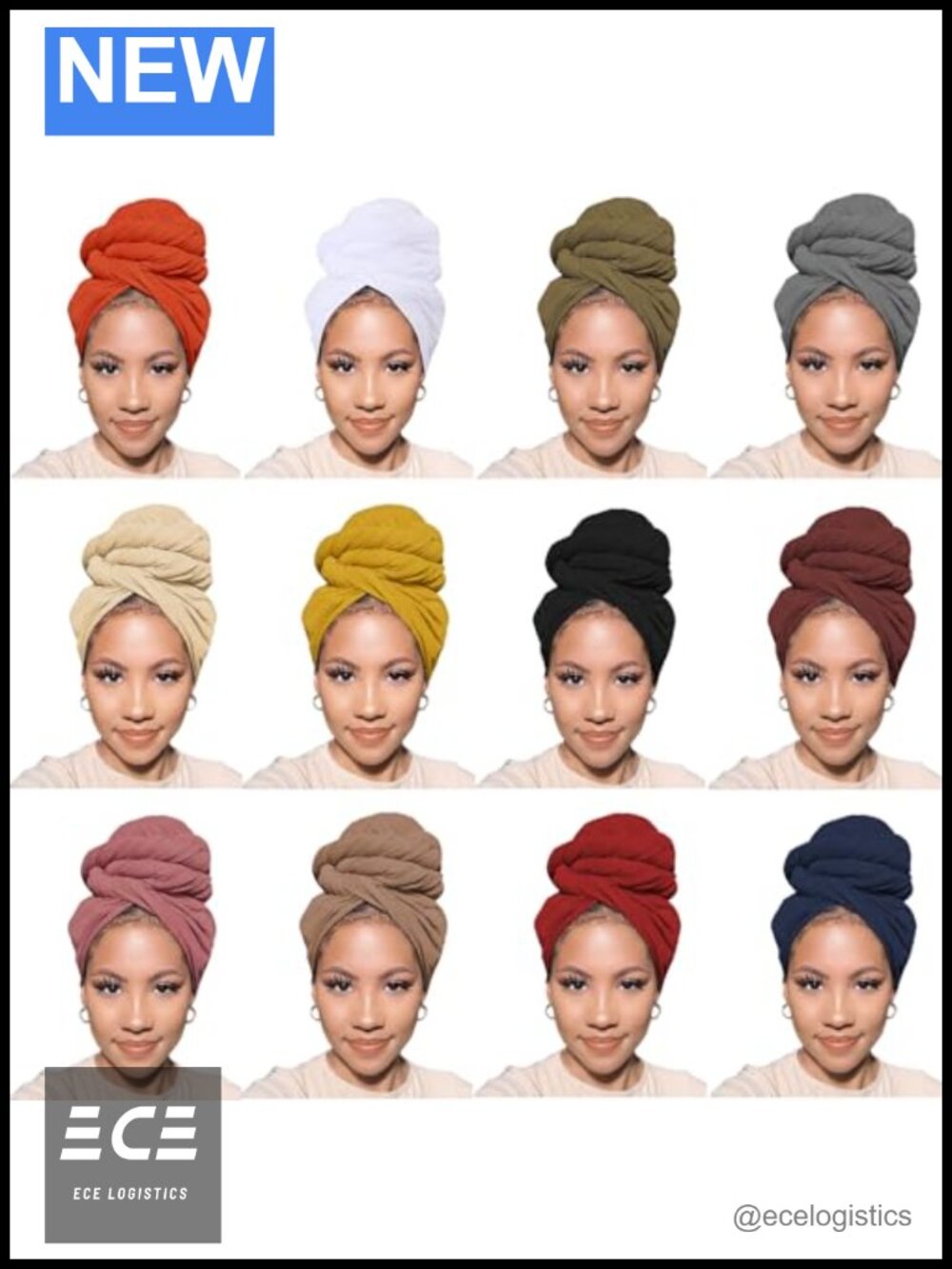 12 Pack Long Stretch Head Wraps Soft Breathable Turban Hair Scarves for Women